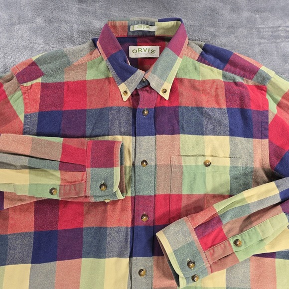 Orvis Other - Orvis Flannel Shirt Mens L Plaid Colorful Cotton Casual Button Down Long Sleeve